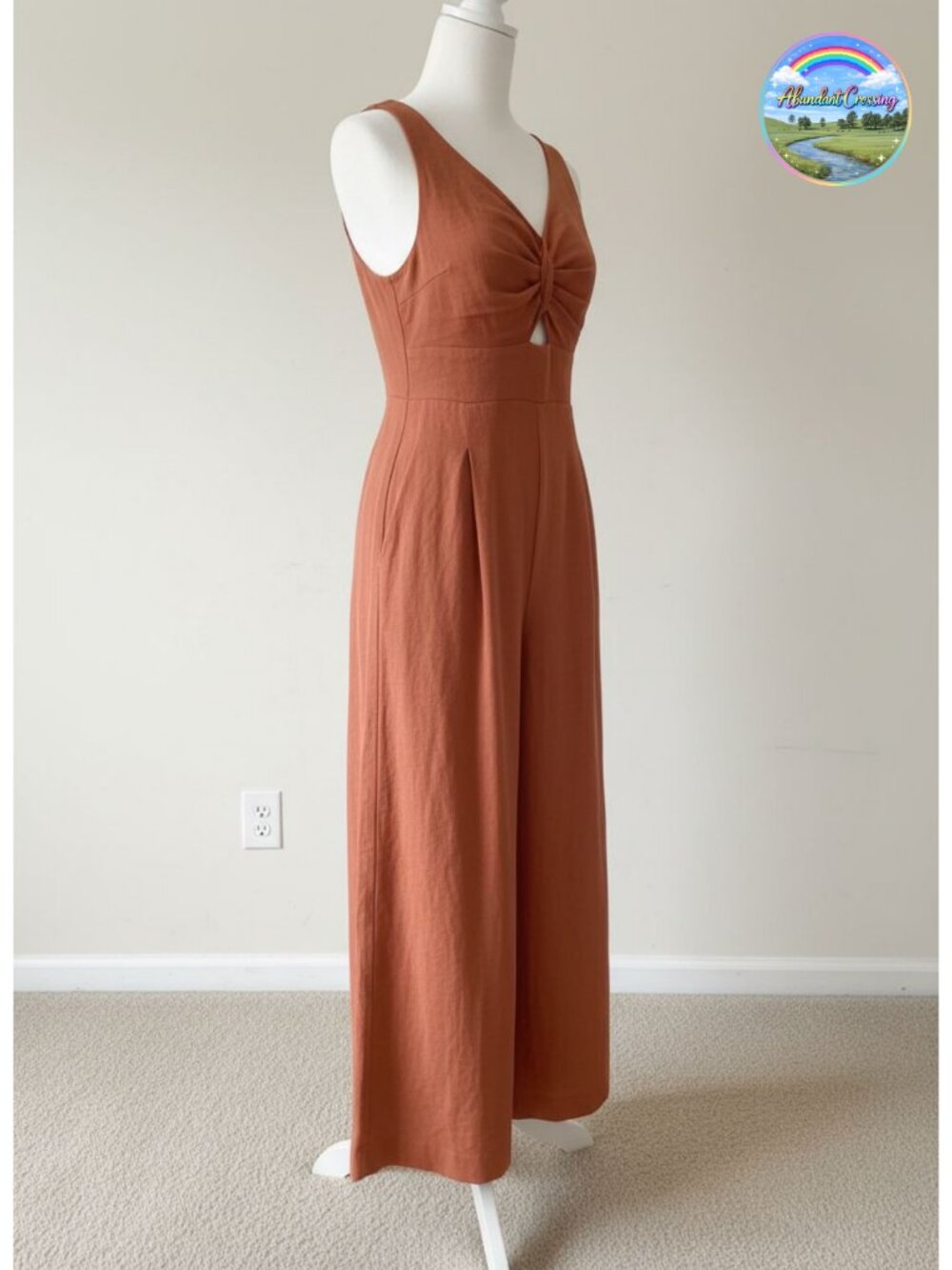 Sleeveless Wide Leg Linen Jumpsuit Cutout Backless